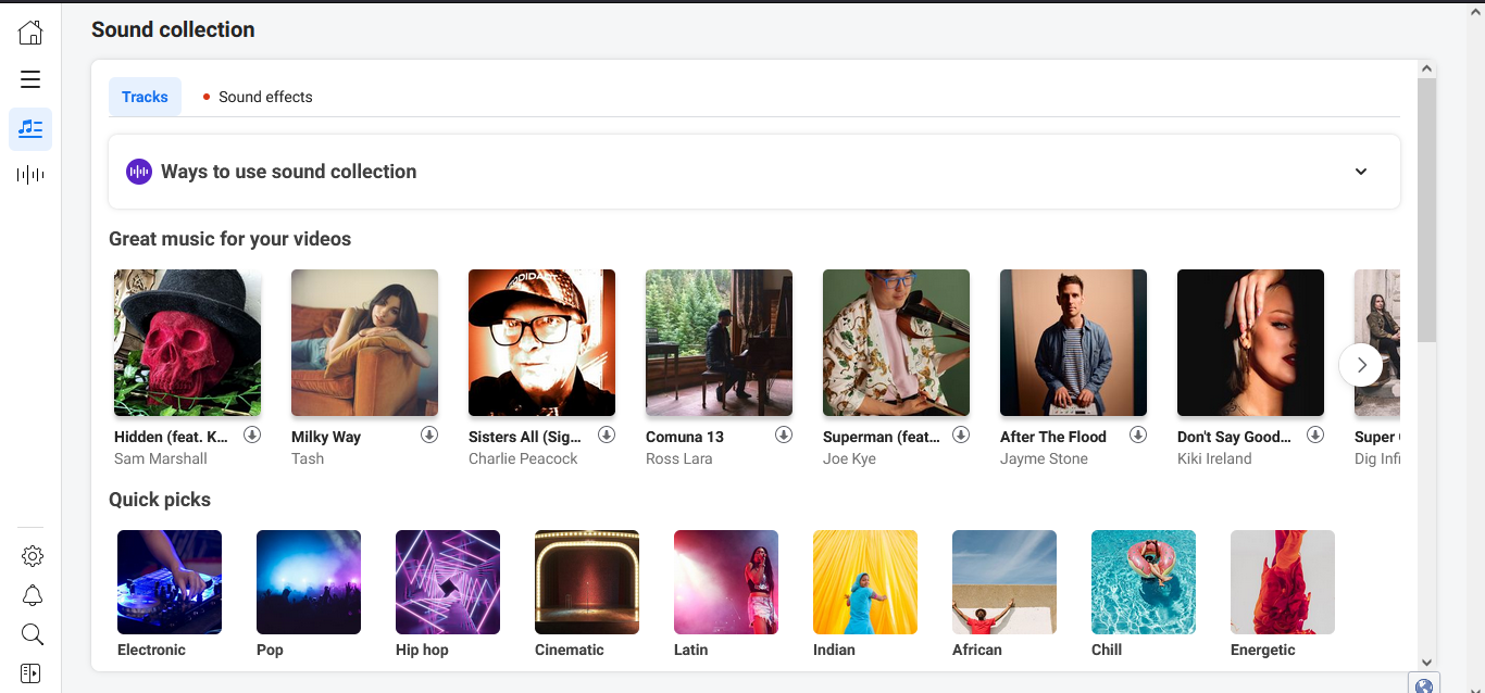 Facebook sound collection